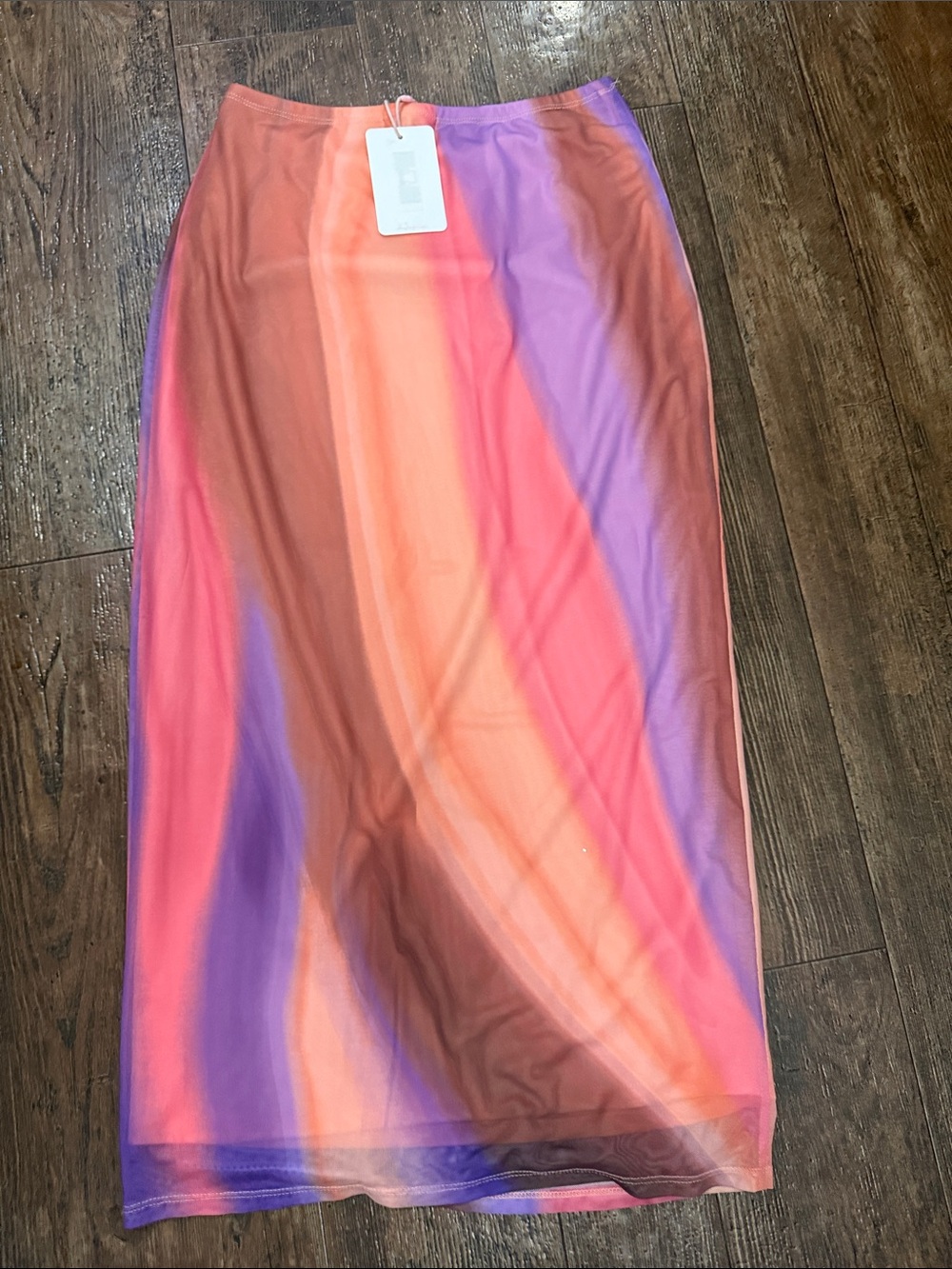 Gianni Bini Multicolor Midi Skirt in Coral, Purple & Pink NWT